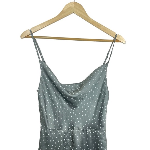 NWOT Lulus Spot in My Heart Polka Dot Satin Cowl Neck Mini Dress in Grey Size XS - Picture 17 of 17
